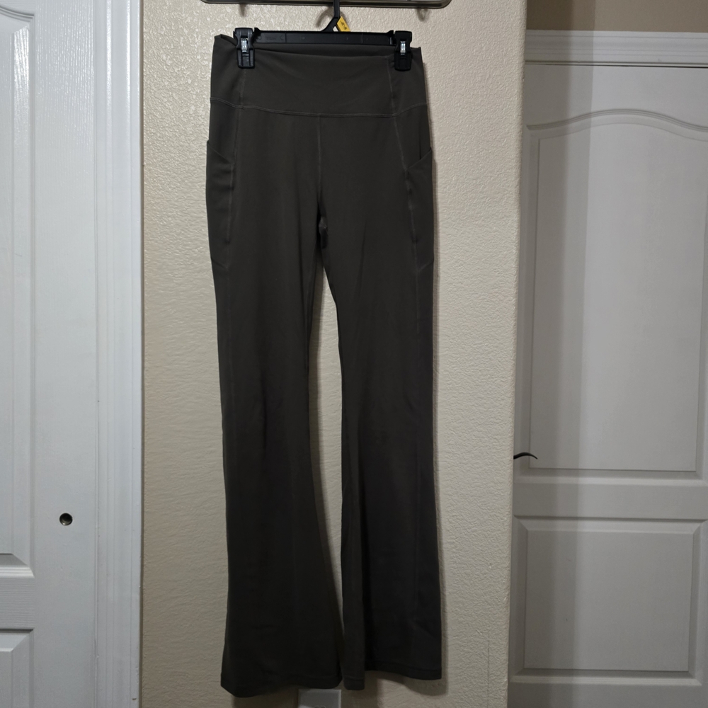 **Tall/Long** Fabletics PureLuxe Pocket Flare Leggings - Taupe Slate